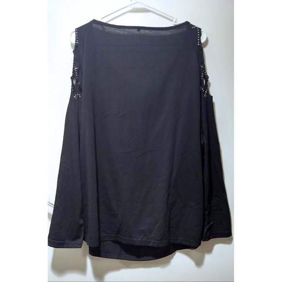 Sparkly Black Caged Shoulder Tee - Picture 4 of 7